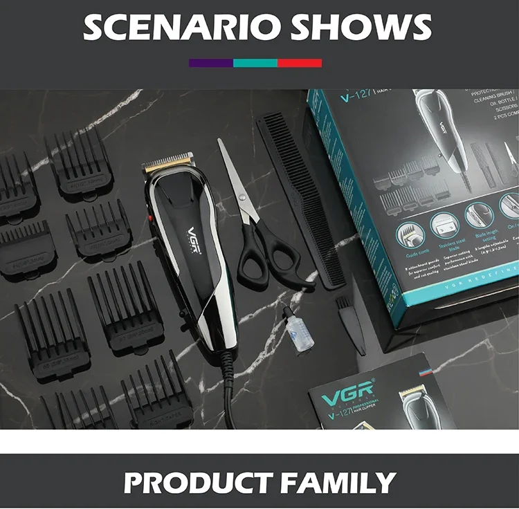 VGR Hair Cutting Machine Electric Hair Clipper Professional Hair Trimmer Adjustable Haircut Machine Wired Trimmer for Men V-127