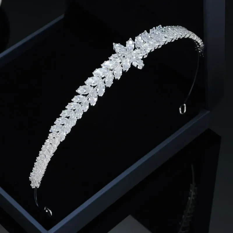 Luxury Bridal Headband For Wedding Headpiece Cubic Zirconia CZ Tiaras Crowns For Women Diadem Party Headdress Bride Hair Jewelry