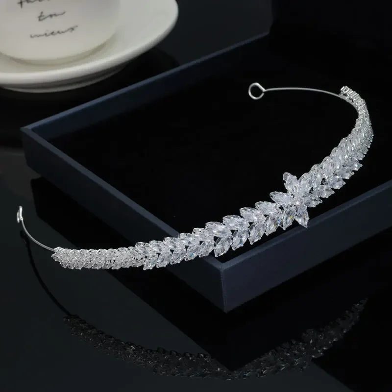 Luxury Bridal Headband For Wedding Headpiece Cubic Zirconia CZ Tiaras Crowns For Women Diadem Party Headdress Bride Hair Jewelry