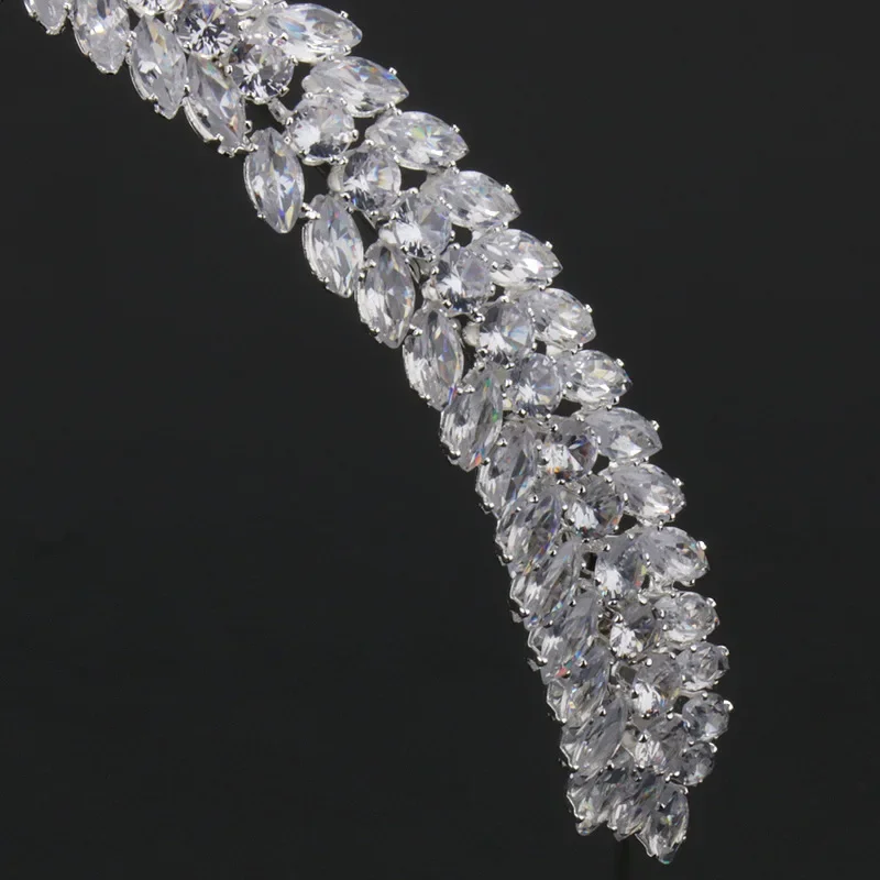 Luxury Bridal Headband For Wedding Headpiece Cubic Zirconia CZ Tiaras Crowns For Women Diadem Party Headdress Bride Hair Jewelry