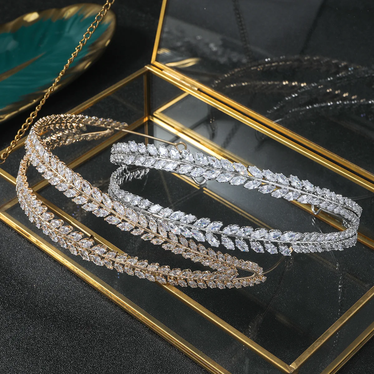 Luxury Bridal Headband For Wedding Headpiece Cubic Zirconia CZ Tiaras Crowns For Women Diadem Party Headdress Bride Hair Jewelry