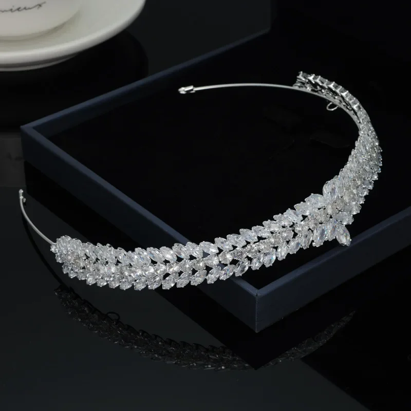 Luxury Bridal Headband For Wedding Headpiece Cubic Zirconia CZ Tiaras Crowns For Women Diadem Party Headdress Bride Hair Jewelry