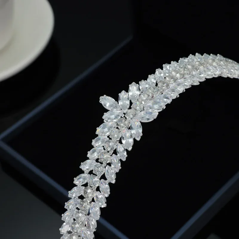 Luxury Bridal Headband For Wedding Headpiece Cubic Zirconia CZ Tiaras Crowns For Women Diadem Party Headdress Bride Hair Jewelry