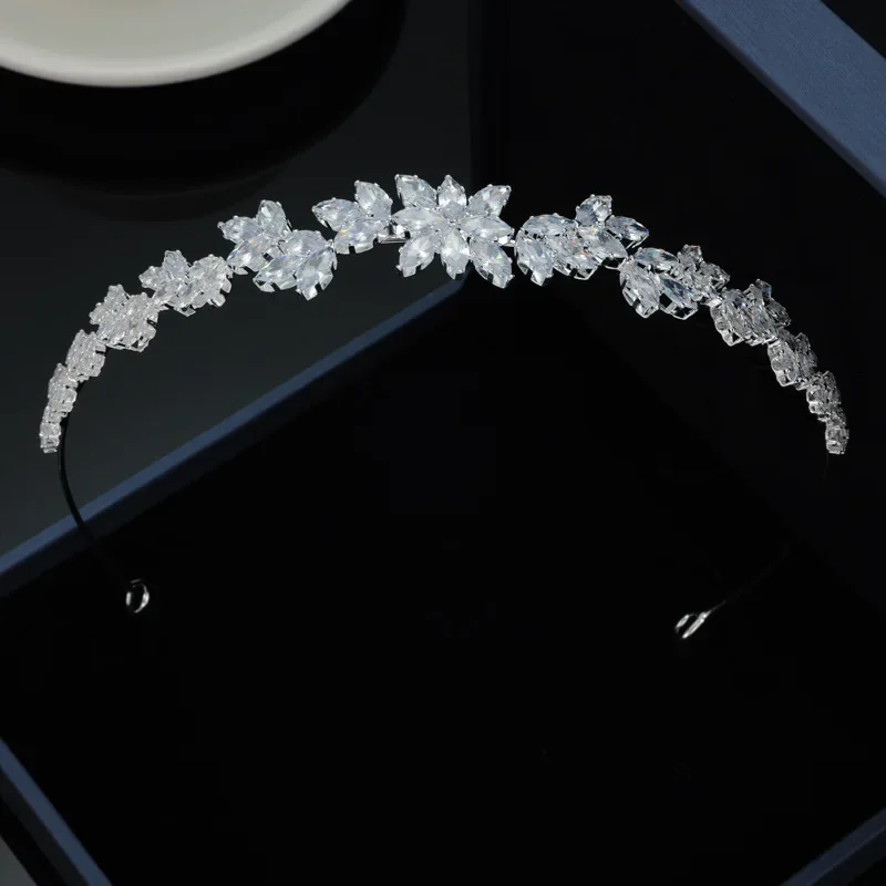 Luxury Bridal Headband For Wedding Headpiece Cubic Zirconia CZ Tiaras Crowns For Women Diadem Party Headdress Bride Hair Jewelry
