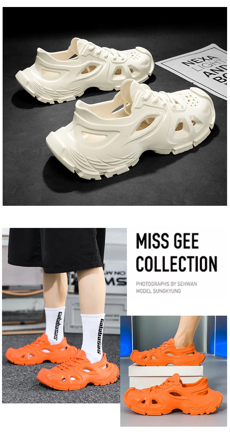 2025 New Trendy Men's Sandals Outdoor Wear Thickened Anti-slip Wear-resistant Fashion EVA Moulded Couples Clog Shoes Wholesale