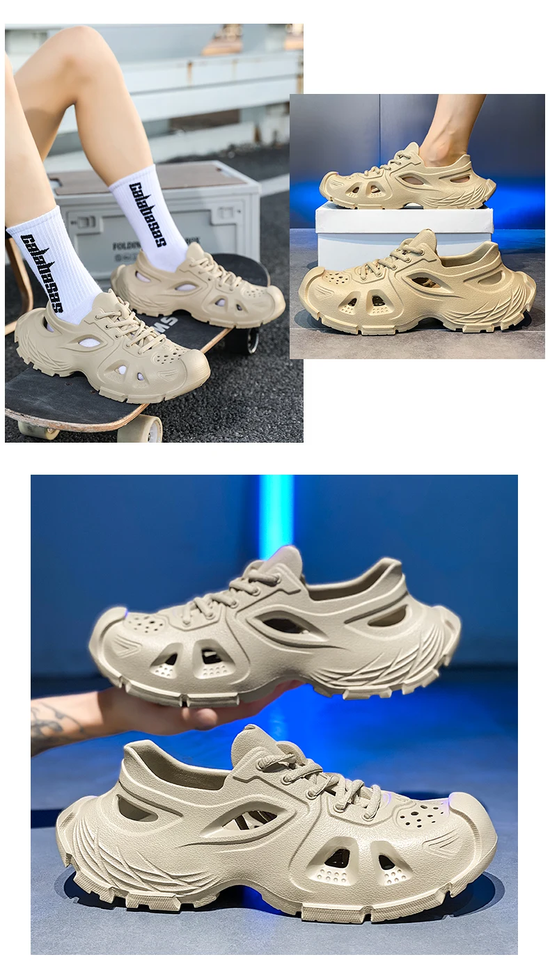 2025 New Trendy Men's Sandals Outdoor Wear Thickened Anti-slip Wear-resistant Fashion EVA Moulded Couples Clog Shoes Wholesale