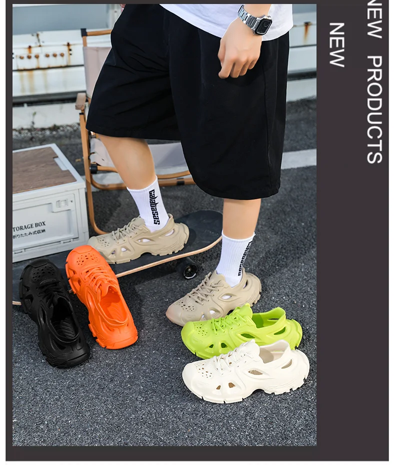 2025 New Trendy Men's Sandals Outdoor Wear Thickened Anti-slip Wear-resistant Fashion EVA Moulded Couples Clog Shoes Wholesale