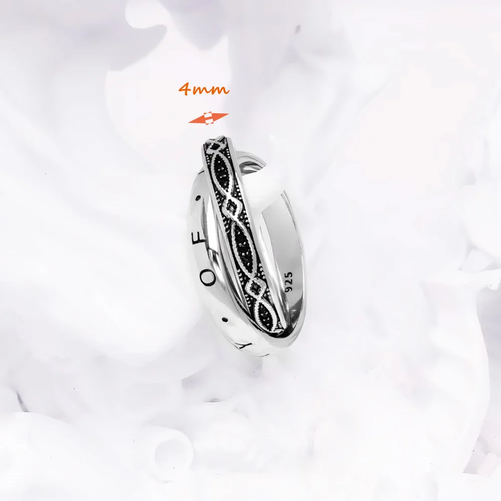 Infinity of Love Ring Knot Fine Jewerly For Women Men Winter Brand New Vintage Gift In 925 Sterling Silver