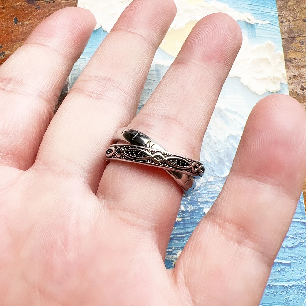 Infinity of Love Ring Knot Fine Jewerly For Women Men Winter Brand New Vintage Gift In 925 Sterling Silver