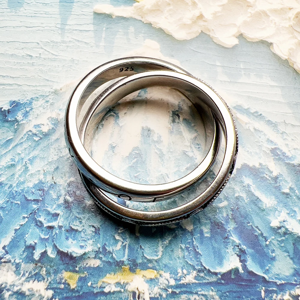 Infinity of Love Ring Knot Fine Jewerly For Women Men Winter Brand New Vintage Gift In 925 Sterling Silver