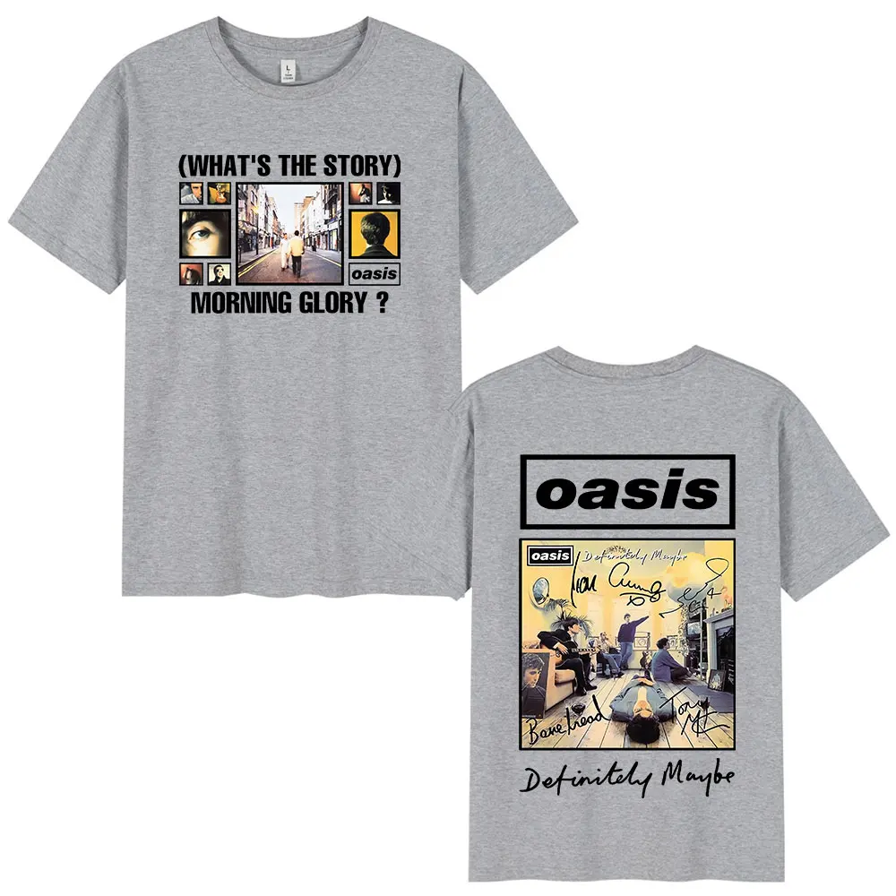O-Oasis T-Shirts British Rock Band Vintage T-shirt Mens Clothing Cotton Casual Short Sleeve T Shirts Tops Streetwear Fans Gift