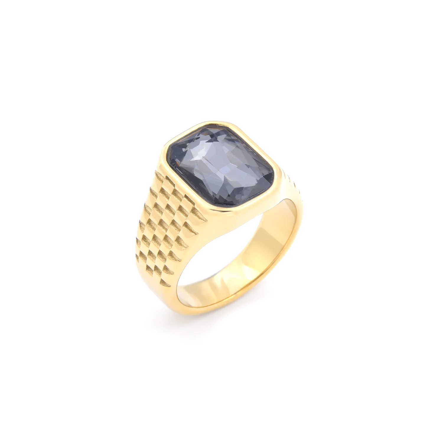 R3259 Men's High Quality 316L Stainless Steel Multi-color Gemstone Style Rings