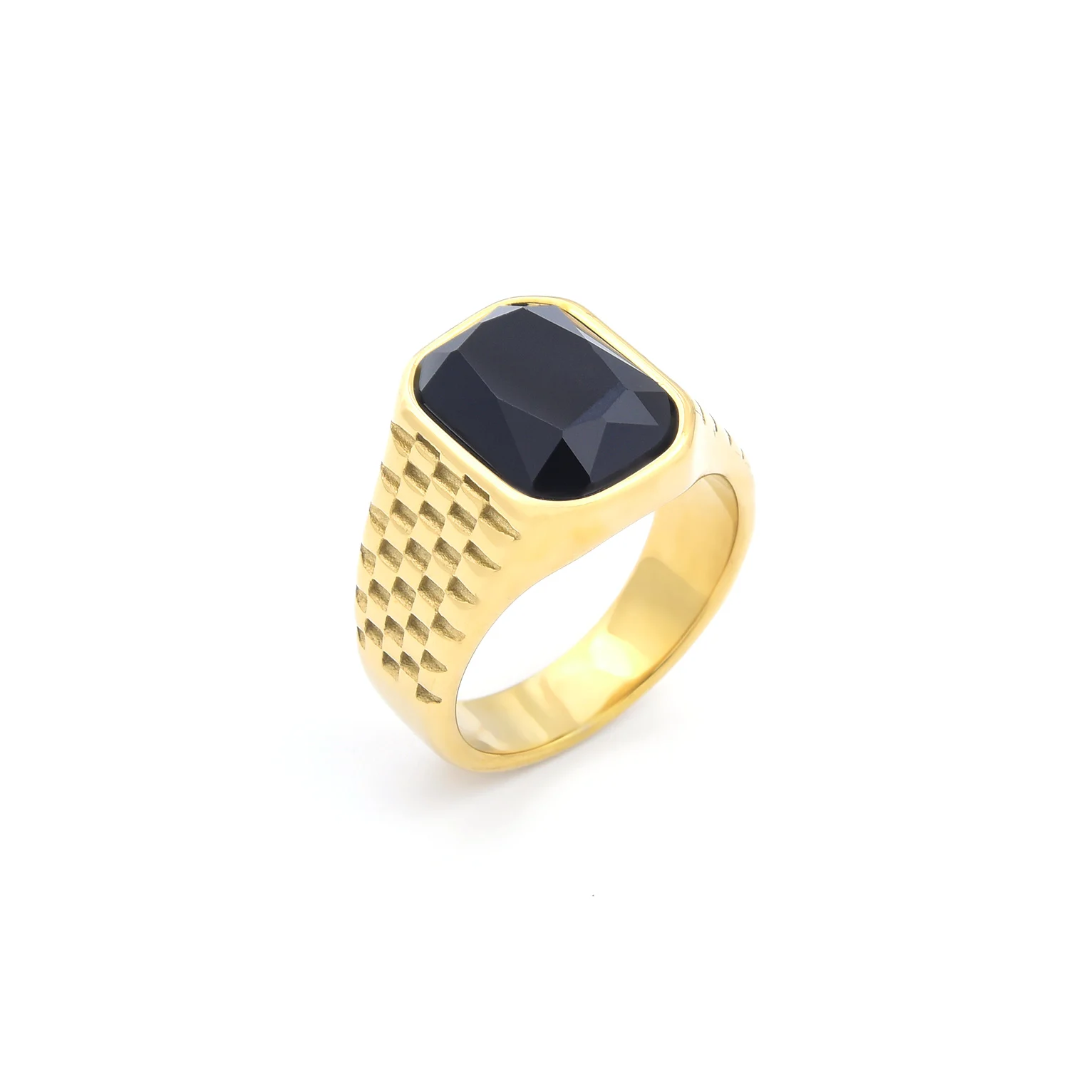 R3259 Men's High Quality 316L Stainless Steel Multi-color Gemstone Style Rings