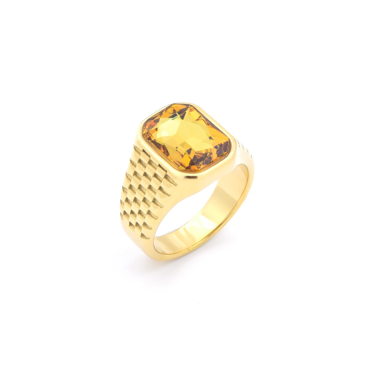 R3259 Men's High Quality 316L Stainless Steel Multi-color Gemstone Style Rings