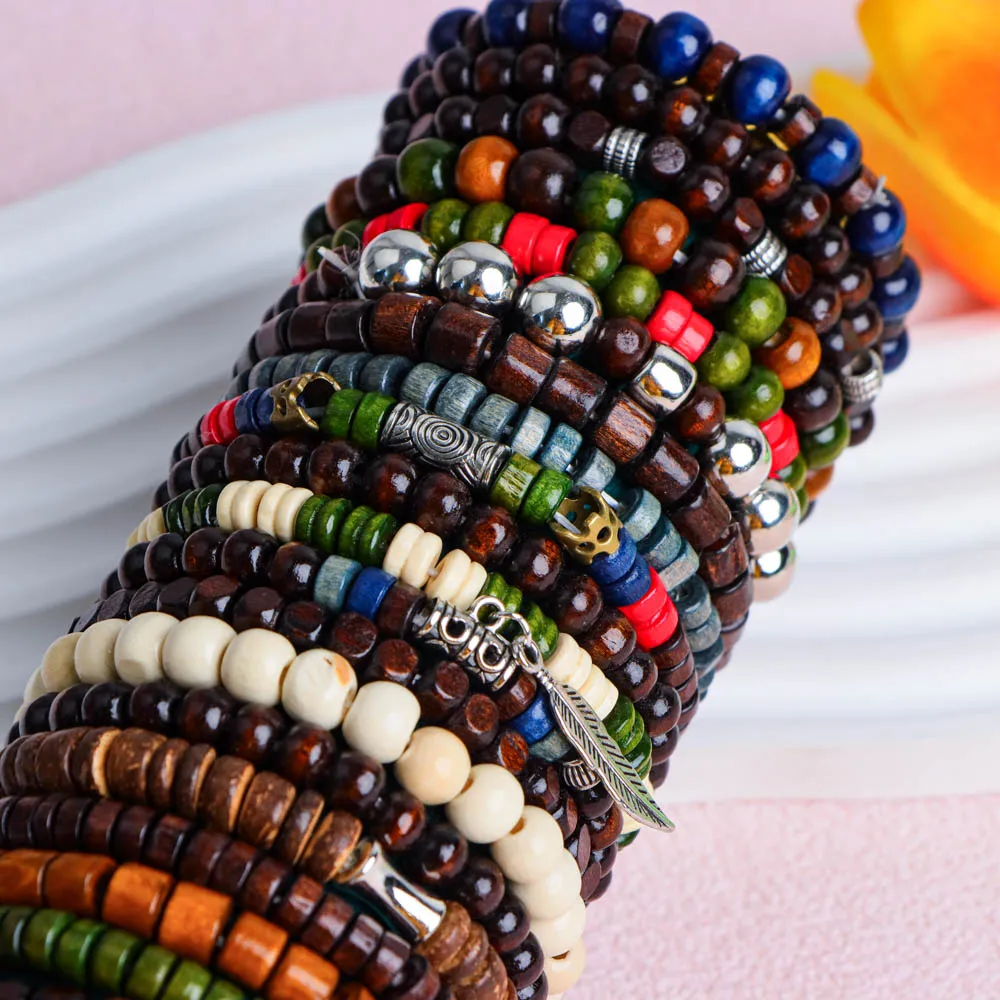 10/20/30/50Pcs/Lot Fashion Retro Elastic Men Women Bracelets Stackable Party Jewelry Gifts Randomly Shipped
