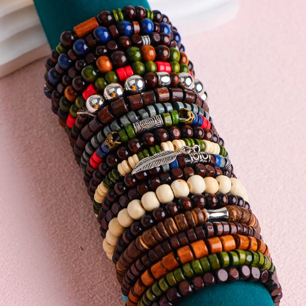 10/20/30/50Pcs/Lot Fashion Retro Elastic Men Women Bracelets Stackable Party Jewelry Gifts Randomly Shipped