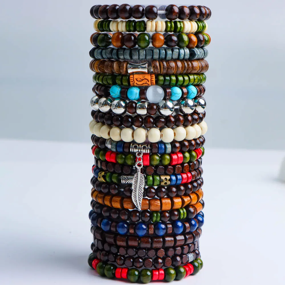 10/20/30/50Pcs/Lot Fashion Retro Elastic Men Women Bracelets Stackable Party Jewelry Gifts Randomly Shipped