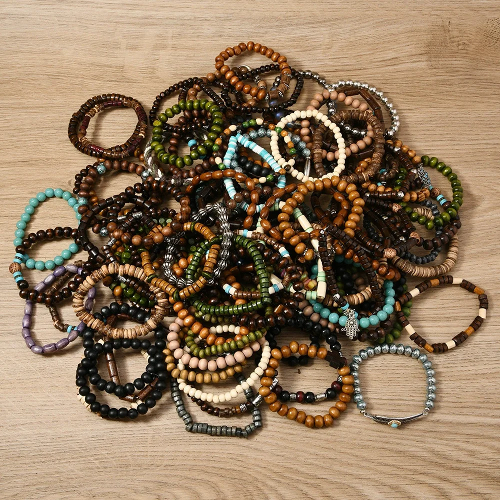 10/20/30/50Pcs/Lot Fashion Retro Elastic Men Women Bracelets Stackable Party Jewelry Gifts Randomly Shipped