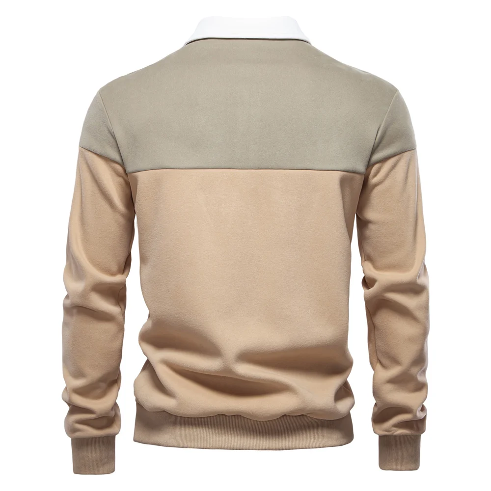 AIOPESON New Spring Men's Color-Block Cotton Blend Hoodies for Business Casual Style Long Sleeve Sweatshirt
