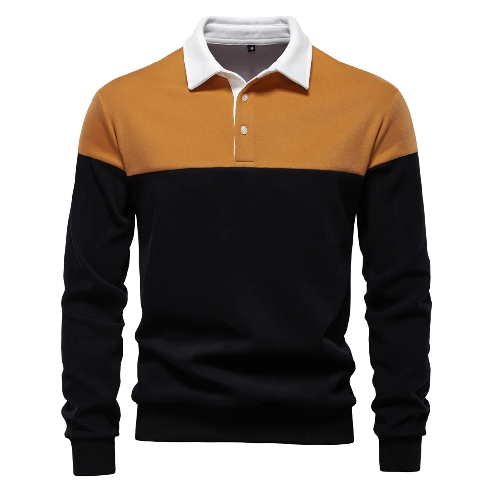AIOPESON New Spring Men's Color-Block Cotton Blend Hoodies for Business Casual Style Long Sleeve Sweatshirt