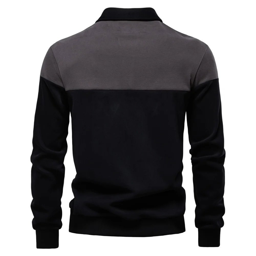 AIOPESON New Spring Men's Color-Block Cotton Blend Hoodies for Business Casual Style Long Sleeve Sweatshirt