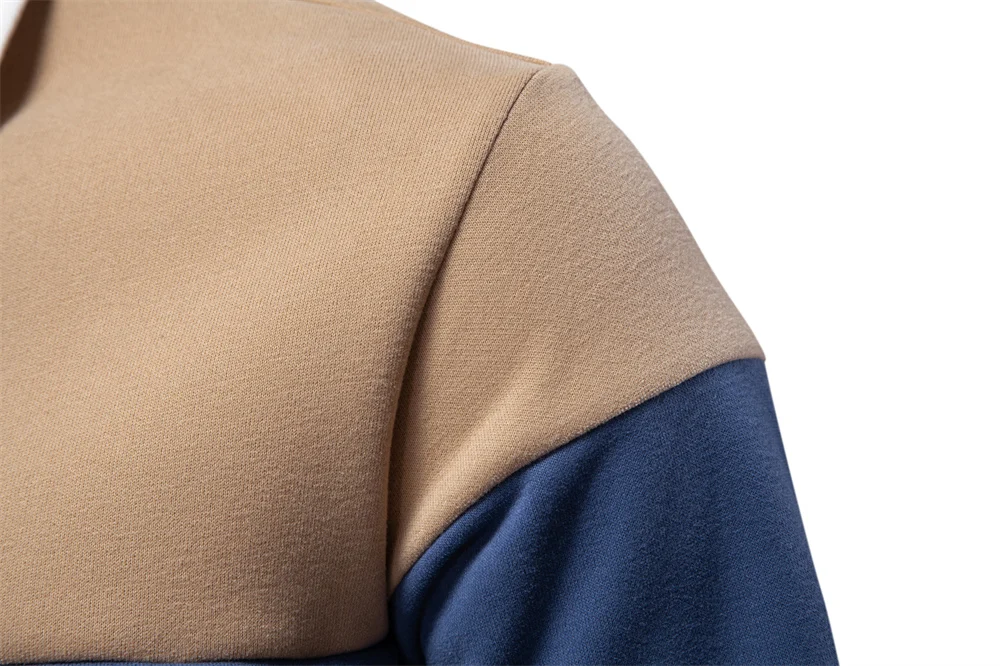 AIOPESON New Spring Men's Color-Block Cotton Blend Hoodies for Business Casual Style Long Sleeve Sweatshirt