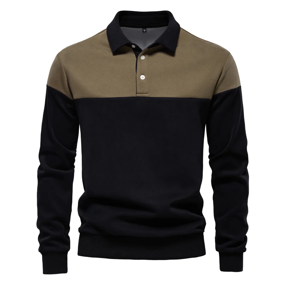 AIOPESON New Spring Men's Color-Block Cotton Blend Hoodies for Business Casual Style Long Sleeve Sweatshirt