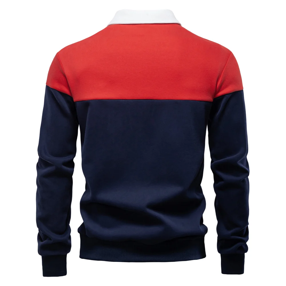 AIOPESON New Spring Men's Color-Block Cotton Blend Hoodies for Business Casual Style Long Sleeve Sweatshirt