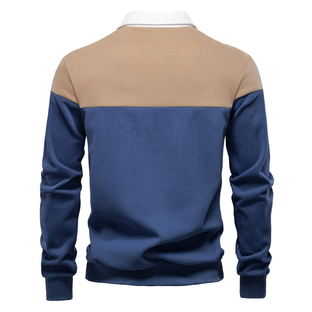 AIOPESON New Spring Men's Color-Block Cotton Blend Hoodies for Business Casual Style Long Sleeve Sweatshirt