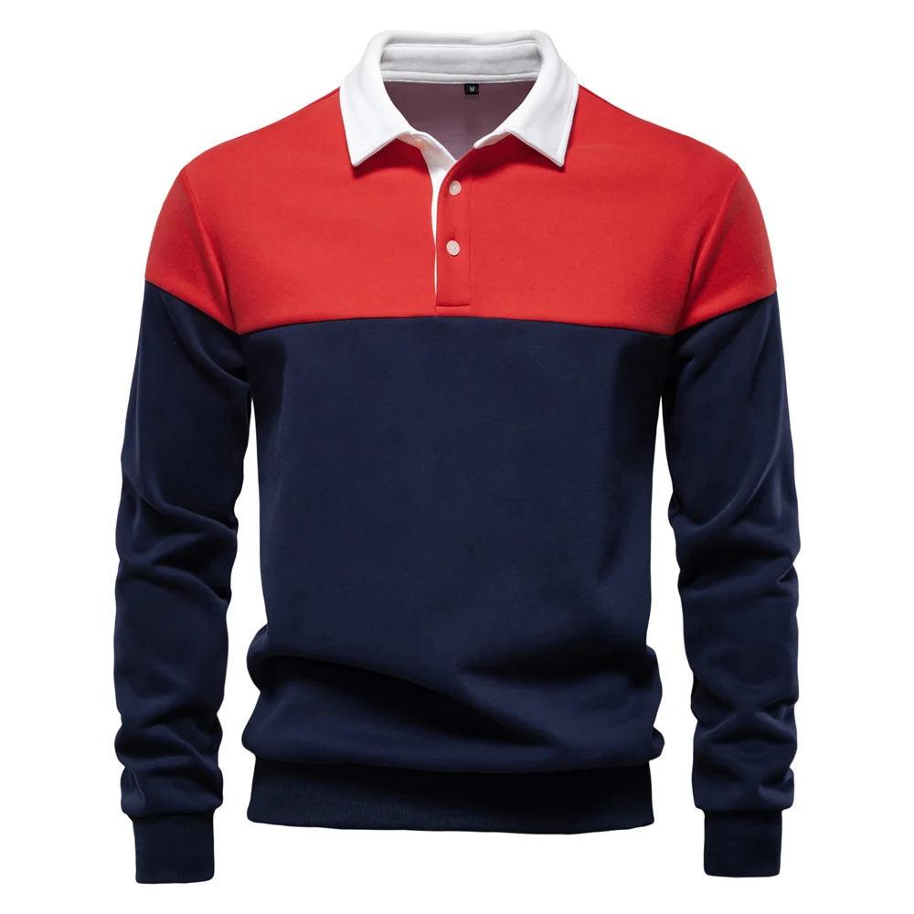 AIOPESON New Spring Men's Color-Block Cotton Blend Hoodies for Business Casual Style Long Sleeve Sweatshirt