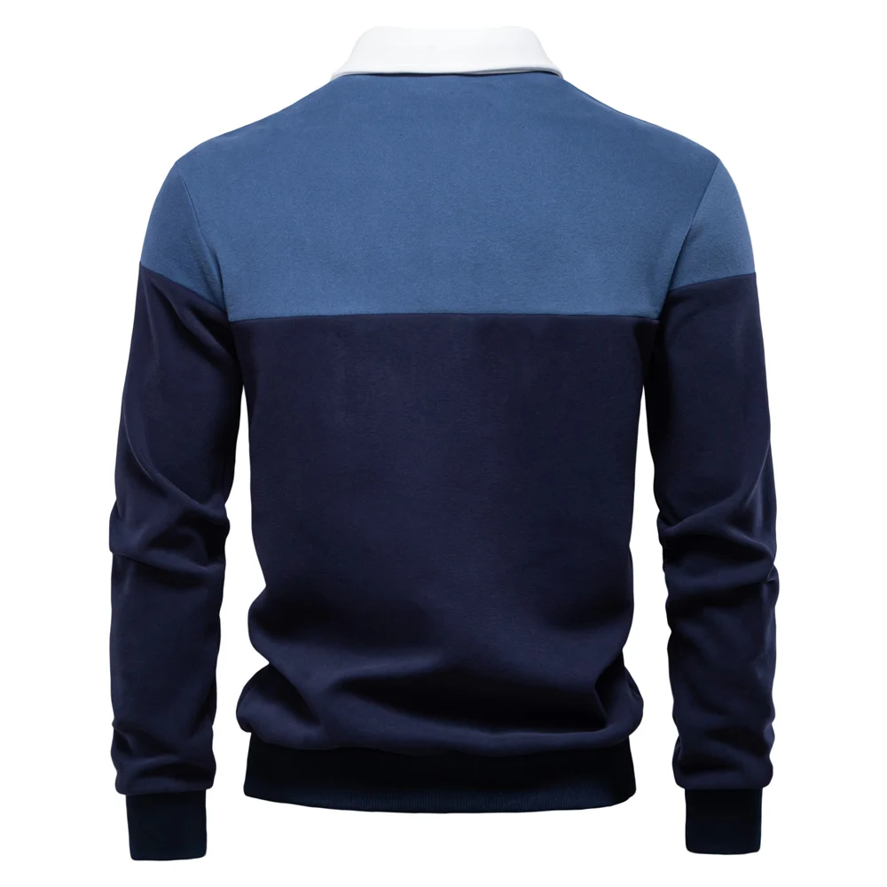 AIOPESON New Spring Men's Color-Block Cotton Blend Hoodies for Business Casual Style Long Sleeve Sweatshirt