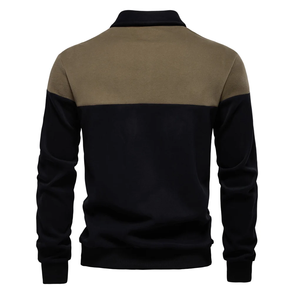 AIOPESON New Spring Men's Color-Block Cotton Blend Hoodies for Business Casual Style Long Sleeve Sweatshirt