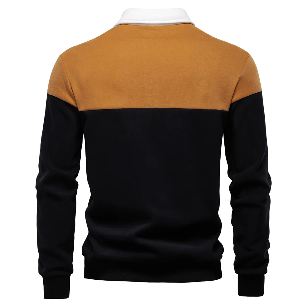 AIOPESON New Spring Men's Color-Block Cotton Blend Hoodies for Business Casual Style Long Sleeve Sweatshirt
