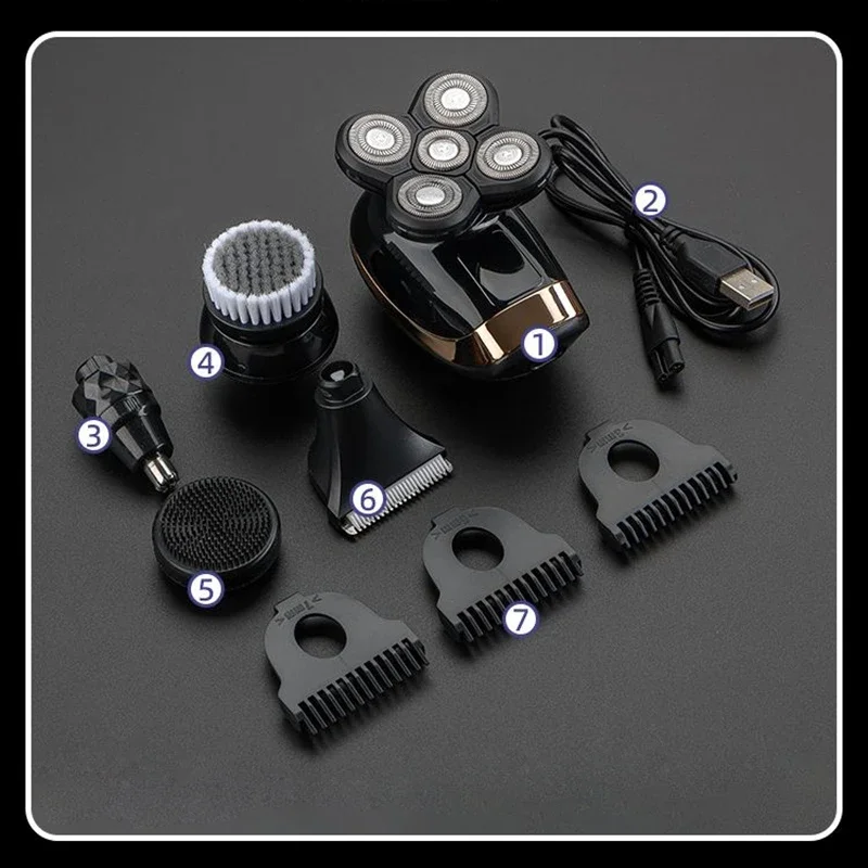 5 IN 1 Electric Razor Electric Shaver Rechargeable Shaving Machine for Men Beard Razor Wet-Dry Dual Use Waterproof Fast Charging