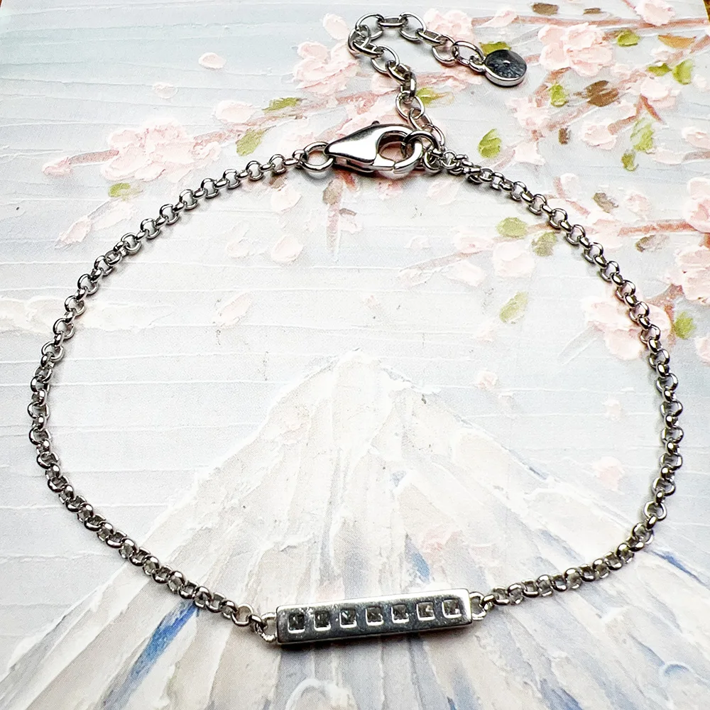 Link Chain Bracelet White ZIrcon Real 925 Sterling Silver Trendy Jewelry Europe Women Gift