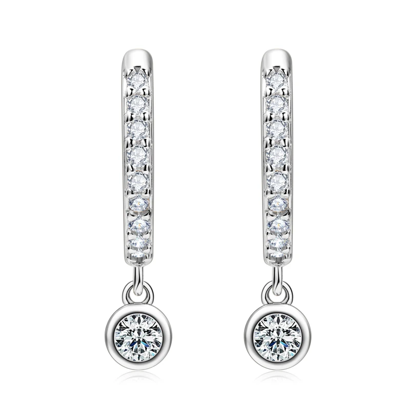 Lnngy 3mm 4mm Bezel Moissanite Drop Earrings Brinco Prata 925 Sterling Silver Earring For Women Girls Pendant Jewelry Gift