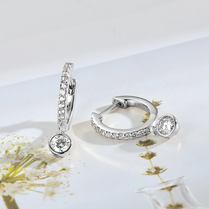 Lnngy 3mm 4mm Bezel Moissanite Drop Earrings Brinco Prata 925 Sterling Silver Earring For Women Girls Pendant Jewelry Gift