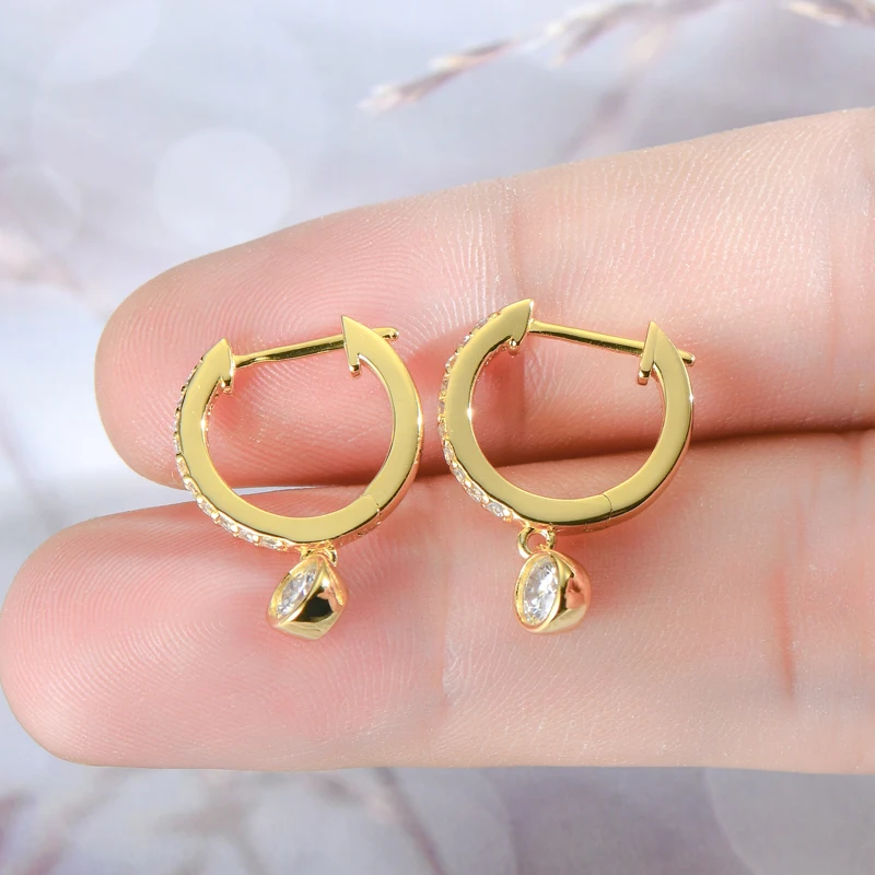 Lnngy 3mm 4mm Bezel Moissanite Drop Earrings Brinco Prata 925 Sterling Silver Earring For Women Girls Pendant Jewelry Gift