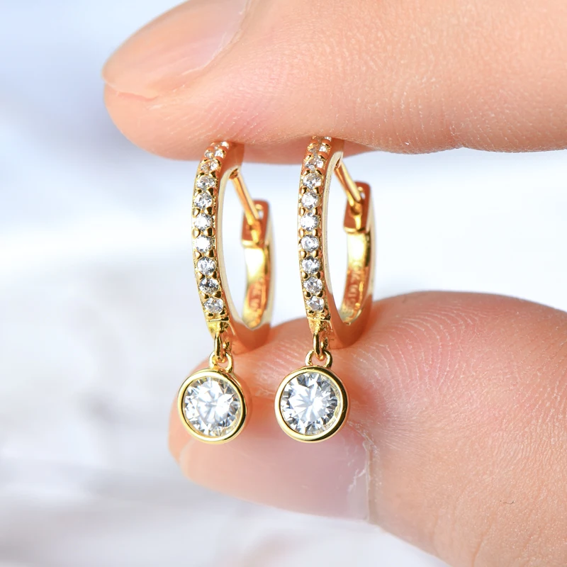 Lnngy 3mm 4mm Bezel Moissanite Drop Earrings Brinco Prata 925 Sterling Silver Earring For Women Girls Pendant Jewelry Gift