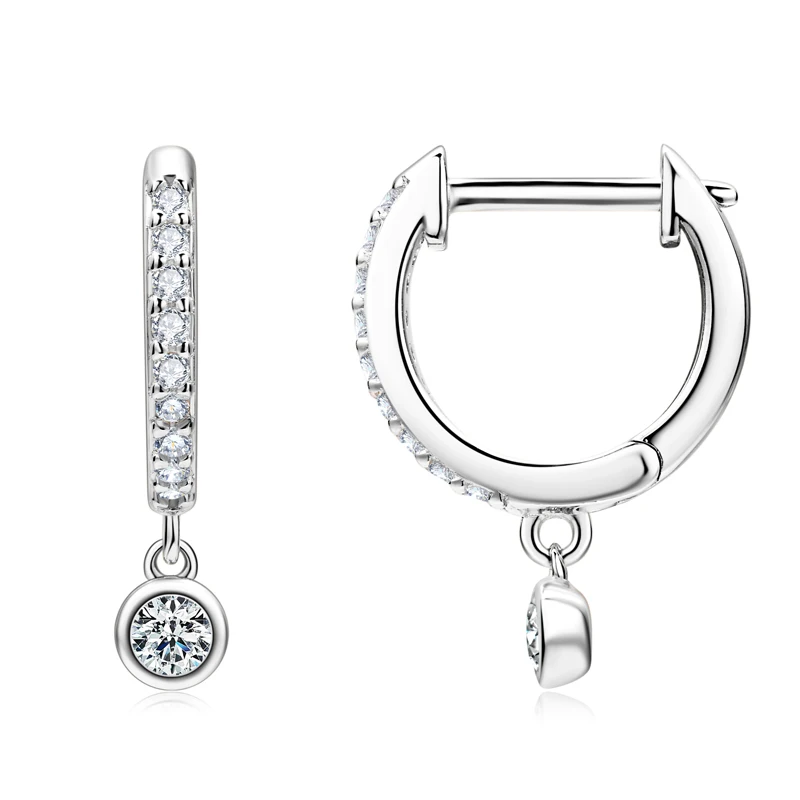 Lnngy 3mm 4mm Bezel Moissanite Drop Earrings Brinco Prata 925 Sterling Silver Earring For Women Girls Pendant Jewelry Gift
