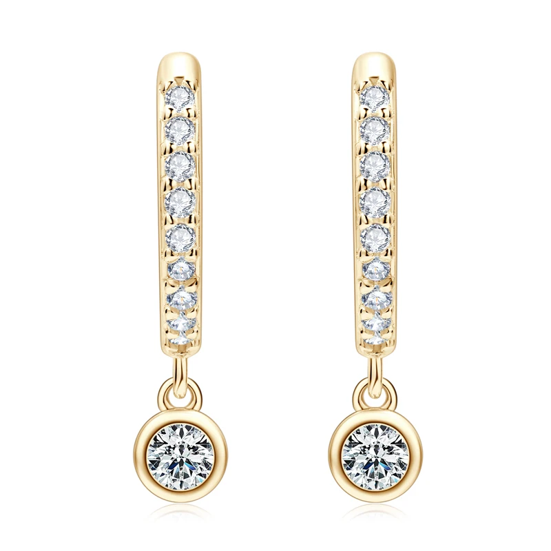 Lnngy 3mm 4mm Bezel Moissanite Drop Earrings Brinco Prata 925 Sterling Silver Earring For Women Girls Pendant Jewelry Gift