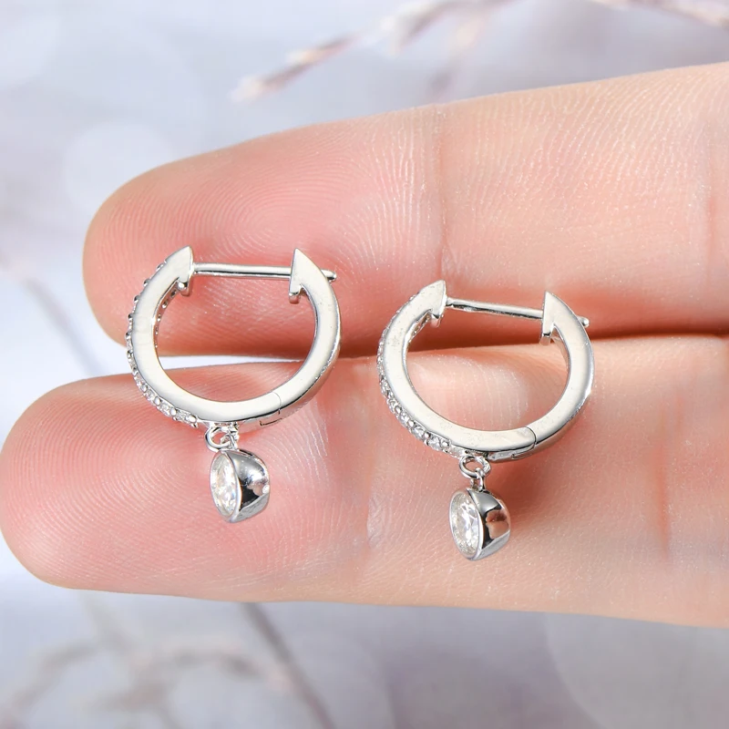 Lnngy 3mm 4mm Bezel Moissanite Drop Earrings Brinco Prata 925 Sterling Silver Earring For Women Girls Pendant Jewelry Gift