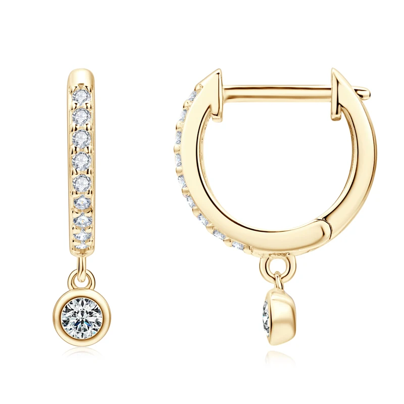 Lnngy 3mm 4mm Bezel Moissanite Drop Earrings Brinco Prata 925 Sterling Silver Earring For Women Girls Pendant Jewelry Gift