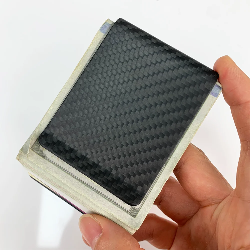 Matte/ Glossy Black Carbon Fiber Money Clips RFID Credit Card Business Big Card Holder Wallet for Men Women