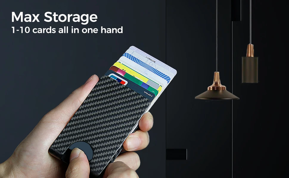 Matte/ Glossy Black Carbon Fiber Money Clips RFID Credit Card Business Big Card Holder Wallet for Men Women