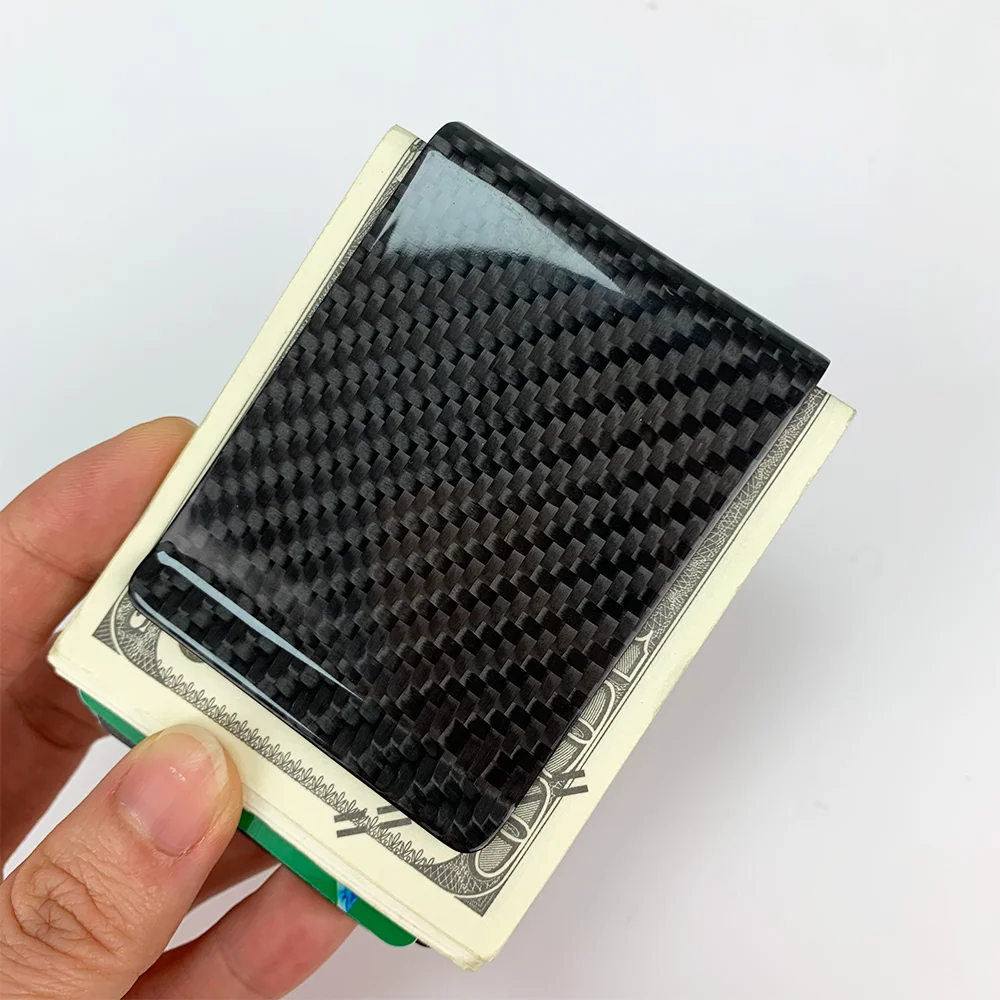 Matte/ Glossy Black Carbon Fiber Money Clips RFID Credit Card Business Big Card Holder Wallet for Men Women