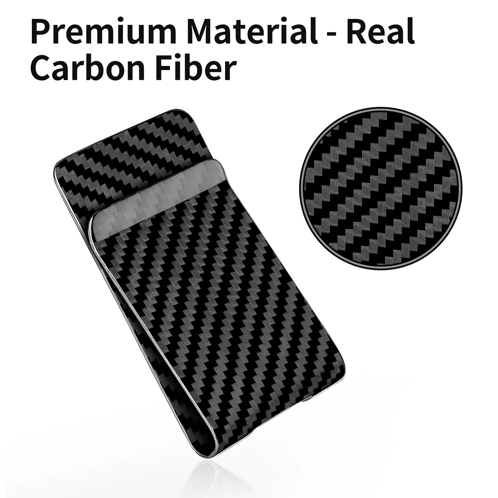 Matte/ Glossy Black Carbon Fiber Money Clips RFID Credit Card Business Big Card Holder Wallet for Men Women