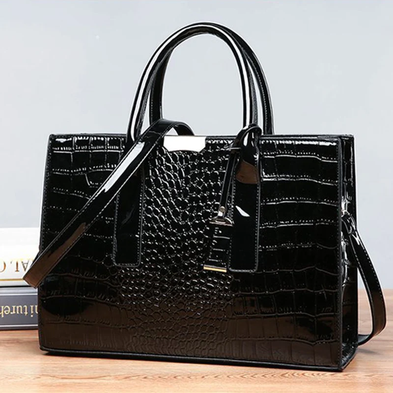 Patent Leather Women Messenger Bags Crocodile Female Crossbody Shoulder Hand Bags for Women High Quality Ladies Handbags