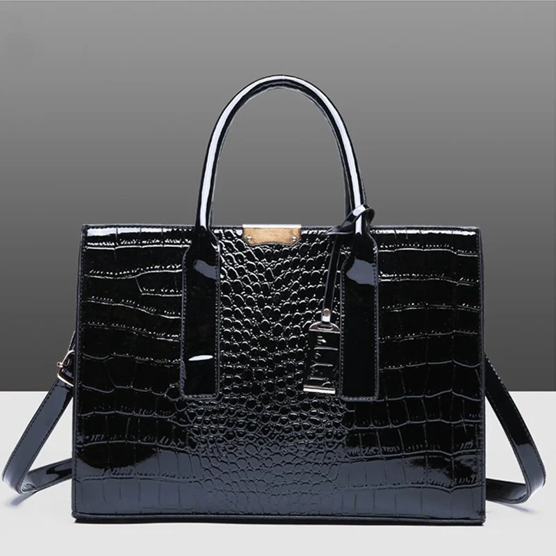 Patent Leather Women Messenger Bags Crocodile Female Crossbody Shoulder Hand Bags for Women High Quality Ladies Handbags