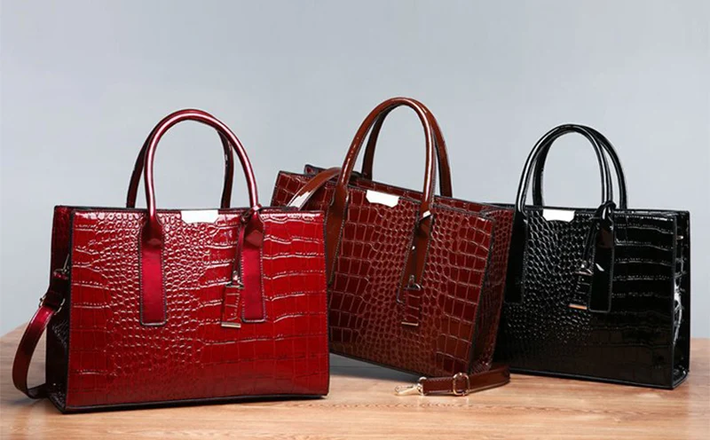 Patent Leather Women Messenger Bags Crocodile Female Crossbody Shoulder Hand Bags for Women High Quality Ladies Handbags